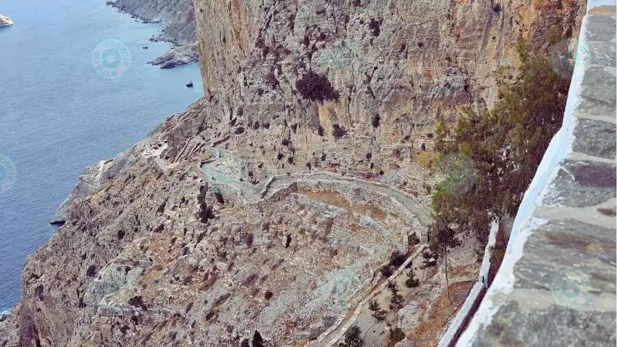 Steps leading to Hozoviotissa Monastery