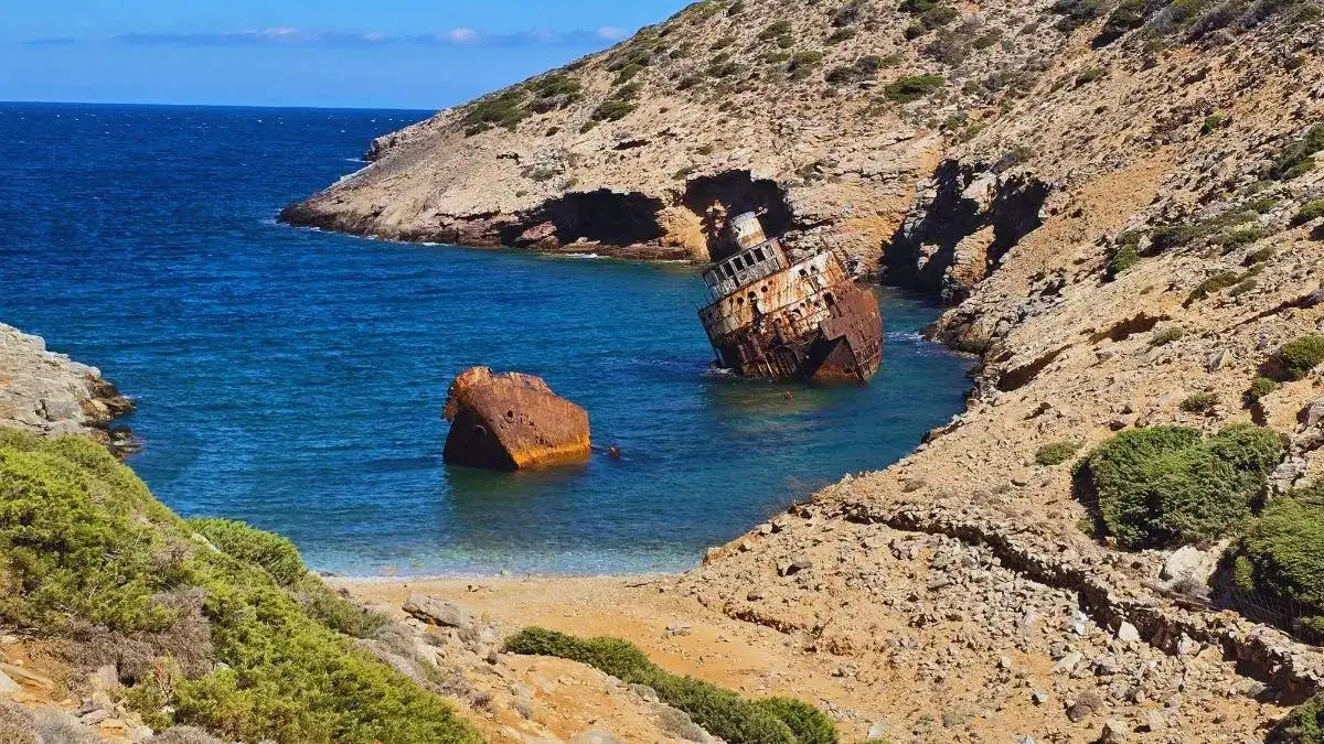 Olympia Shipwreck Amorgos beach